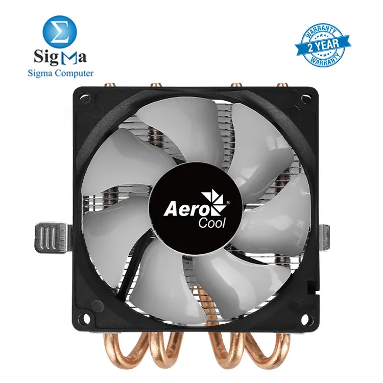 Aerocool Air Frost 4 125W TDP RGB CPU cooler with a top-down design, 1800 rpm fan, 45.6 CFM airflow, and broad socket compatibility (Intel LGA 1700/1200/115X/775, AMD AM5/AM4/AM3+)