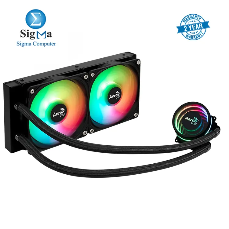 AeroCool Oasis L240 ARGB AIO Liquid CPU Cooler, TDP 280W, 240mm Radiator, Mirage Design with ARGB Lighting, 2x120mm ARGB Fans, Intel LGA 1700, 1200, 115X, 1851, 1366, AMD AM5/AM4 Sockets - Black