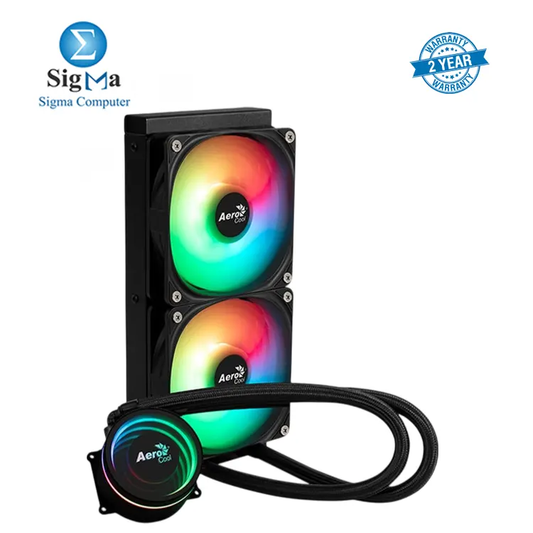 AeroCool Oasis L240 ARGB AIO Liquid CPU Cooler  TDP 280W  240mm Radiator  Mirage Design with ARGB Lighting  2x120mm ARGB Fans  Intel LGA 1700  1200  115X  1851  1366  AMD AM5 AM4 Sockets - Black