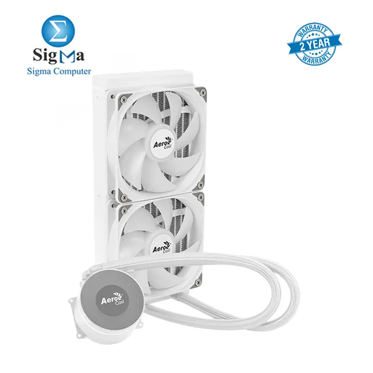 AeroCool Oasis L240 ARGB AIO Liquid CPU Cooler  TDP 280W  240mm Radiator  Mirage Design with ARGB Lighting  2x120mm ARGB Fans  Intel LGA 1700  1200  115X  1851  1366  AMD AM5 AM4 Sockets - White