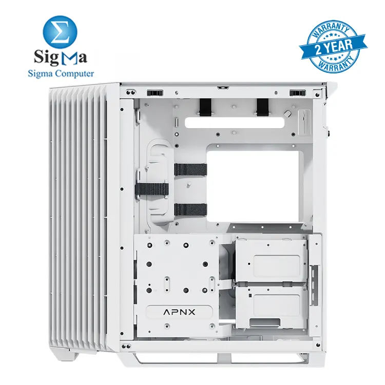 V1 Dual-Chamber ATX Mid-Tower Airflow PC Case  Panoramic Glass Panels  10 Fan Slots  360mm Radiator Support  Front Angular Intake 16cmx2 Fan Bracket  GPU Mount  Cable Management  Type-C  White