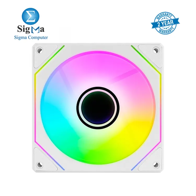 AeroCool Phantom M-3 Reverse ARGB PWM Fan 120mm PWM fan with reverse blades  ARGB infinity mirror  1800 RPM max speed  49.8 CFM airflow  and RGB sync support.