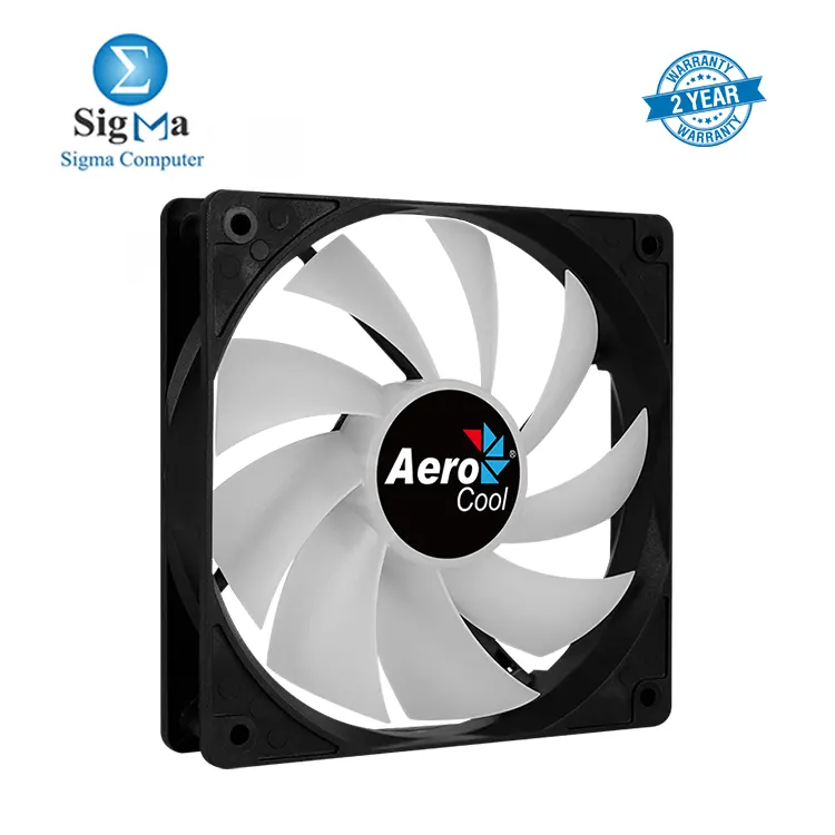 AeroCool Frost 12 12CM FRGB PC FAN 120mm FRGB Fan 1000 RPM  24.8 CFM airflow  Molex   3-Pin  Fixed RGB  23.7 dBA noise  40 000 hrs MTBF.