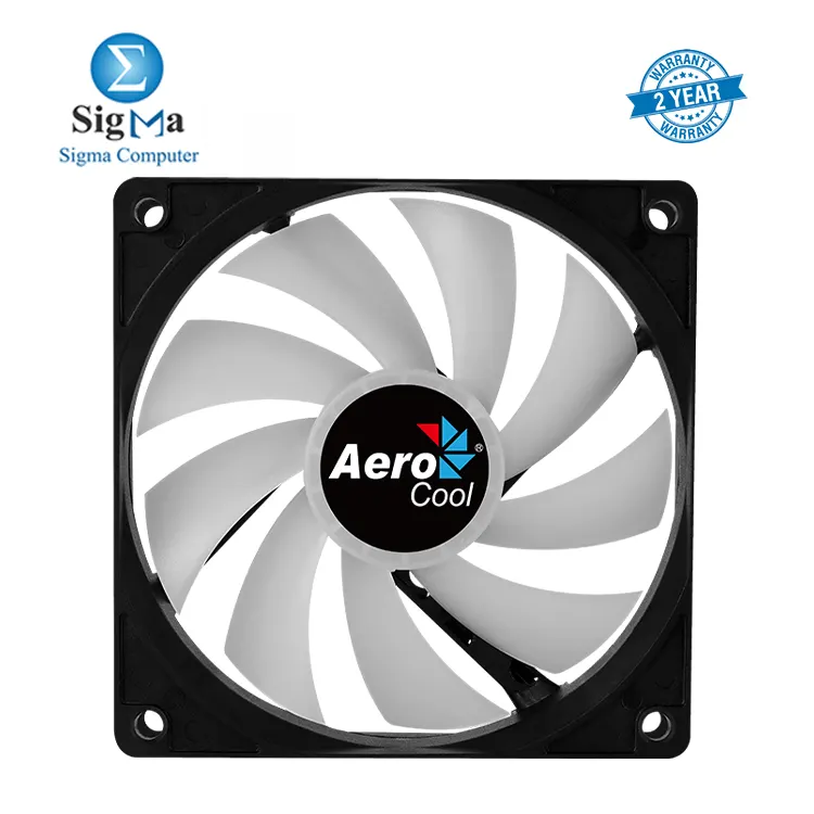 AeroCool Frost 12 12CM FRGB PC FAN 120mm FRGB Fan 1000 RPM  24.8 CFM airflow  Molex   3-Pin  Fixed RGB  23.7 dBA noise  40 000 hrs MTBF.