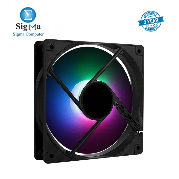 AeroCool Frost 12 12CM FRGB PC FAN 120mm FRGB Fan 1000 RPM  24.8 CFM airflow  Molex   3-Pin  Fixed RGB  23.7 dBA noise  40 000 hrs MTBF.