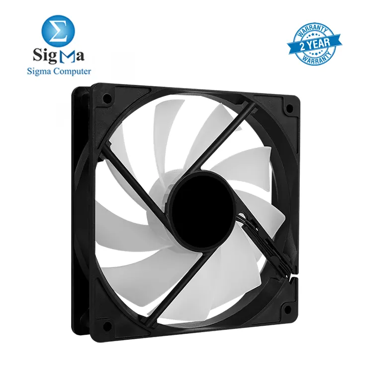 AeroCool Frost 12 12CM FRGB PC FAN 120mm FRGB Fan 1000 RPM  24.8 CFM airflow  Molex   3-Pin  Fixed RGB  23.7 dBA noise  40 000 hrs MTBF.