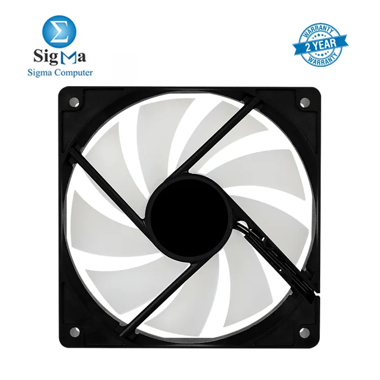 AeroCool Frost 12 12CM FRGB PC FAN 120mm FRGB Fan 1000 RPM  24.8 CFM airflow  Molex   3-Pin  Fixed RGB  23.7 dBA noise  40 000 hrs MTBF.