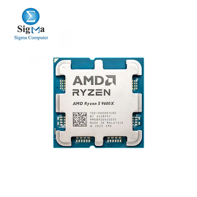 AMD Ryzen 5 9600X 6 cores 12 threads  3.9 GHz base  5.4 GHz boost  32 MB L3 cache  PCIe 5.0  DDR5 support  and overclocking capabilities  with a 65W TDP