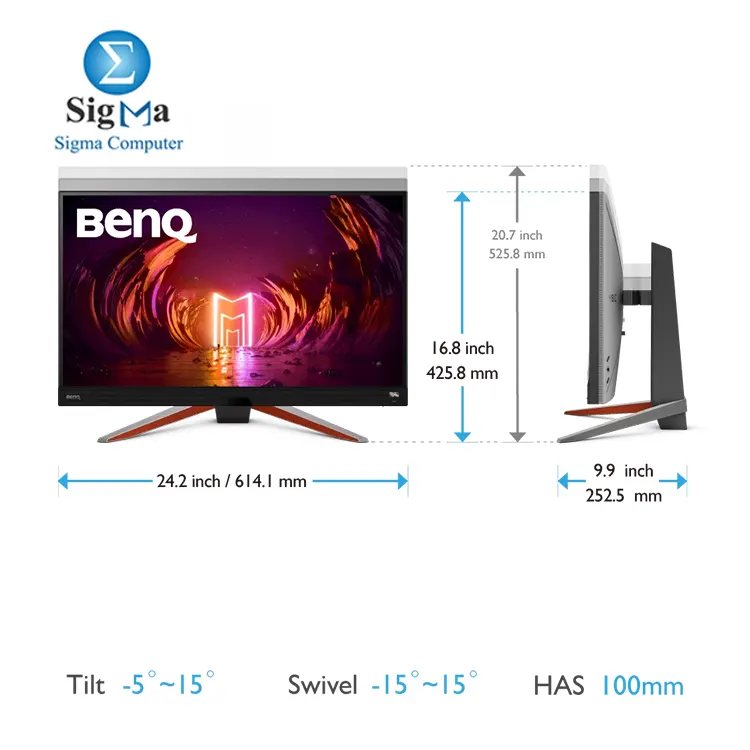 BENQ EX2710Q 27 165Hz 2K IPS gaming monitor with HDR10 1ms MPRT FreeSync Premium 95 DCI-P3 color gamut built-in 2.1 speaker system and advanced eye care technologies