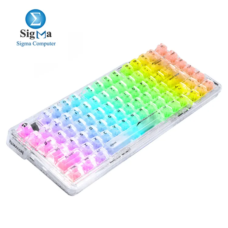 REDRAGON K649 PRO 78  Wireless Gasket RGB Gaming Mechanical Keyboard  3-Modes  2.4Ghz  Bluetooth  USB-C  82 Keys Hot-Swap Socket  Sound Absorbing Foams  Translucent Custom Switch    Full-Transparent