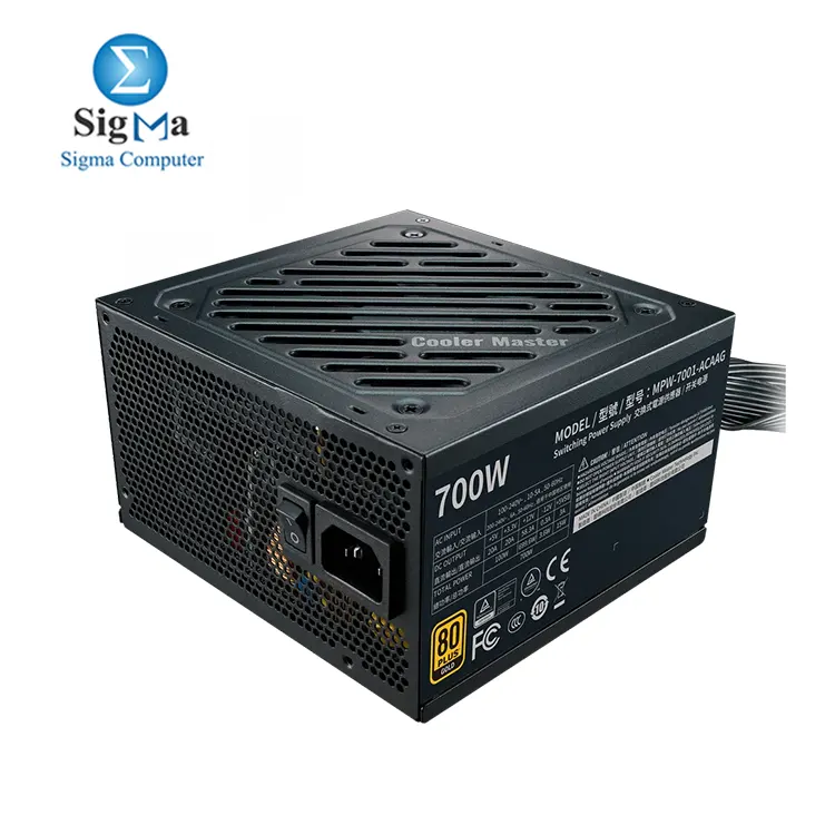 Cooler Master G700 Gold Power Supply, 700W 80+ Gold Efficiency, Intel ATX Version 2.52, Fixed Flat Black Cables Quiet HDB Fan