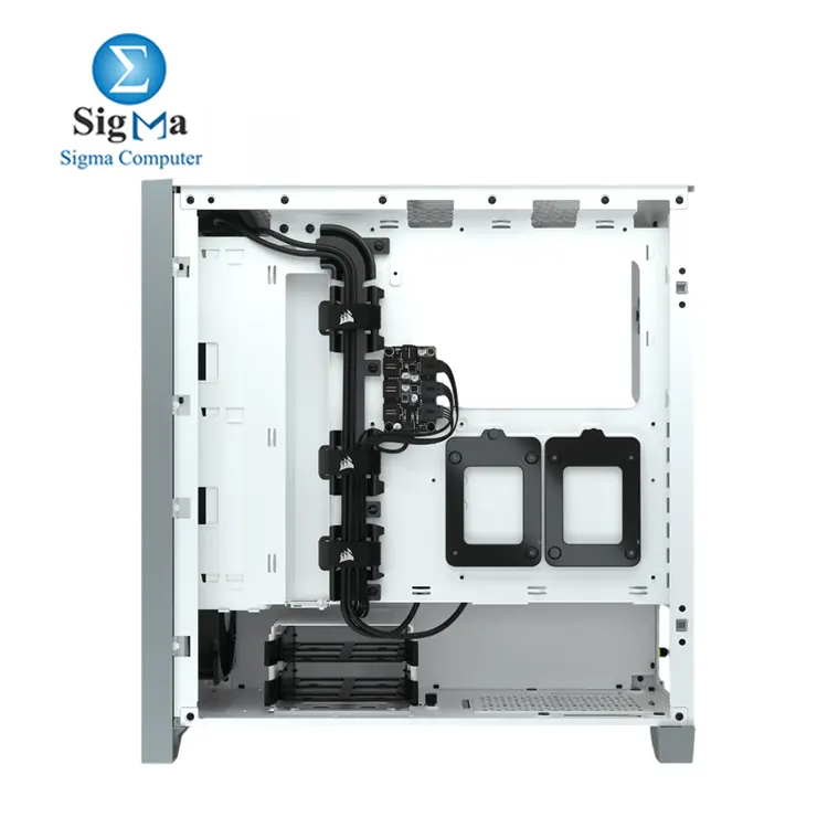 CORSAIR 4000X RGB White Mid-Tower     Steel   tempered glass  3x 120mm RGB fans  supports up to 360mm GPU   radiator  ATX E-ATX  tool-free panels  USB-C  and RapidRoute cable management