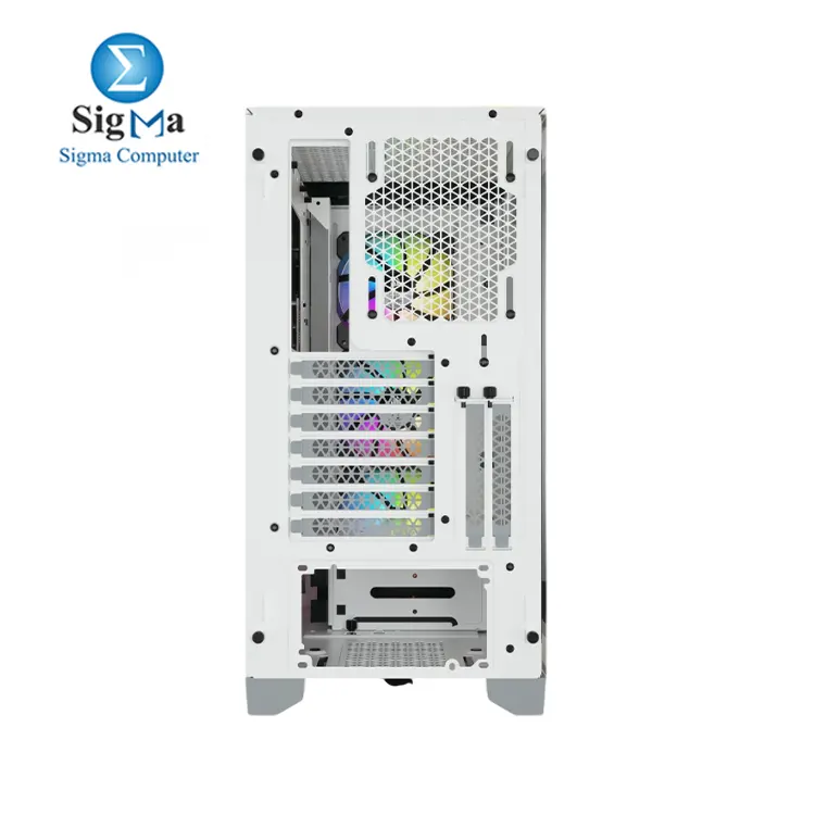 CORSAIR 4000X RGB White Mid-Tower     Steel   tempered glass  3x 120mm RGB fans  supports up to 360mm GPU   radiator  ATX E-ATX  tool-free panels  USB-C  and RapidRoute cable management
