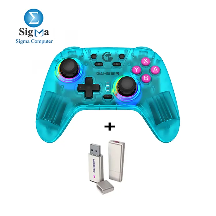 GameSir Nova HD Rumble (T4N) Multi-platform support tri-mode connectivity (Bluetooth, 2.4GHz, wired) Hall Effect sticks, hair triggers, dual vibration motors, motion control, 2 programmable back buttons, turbo function, and tactile backlit 