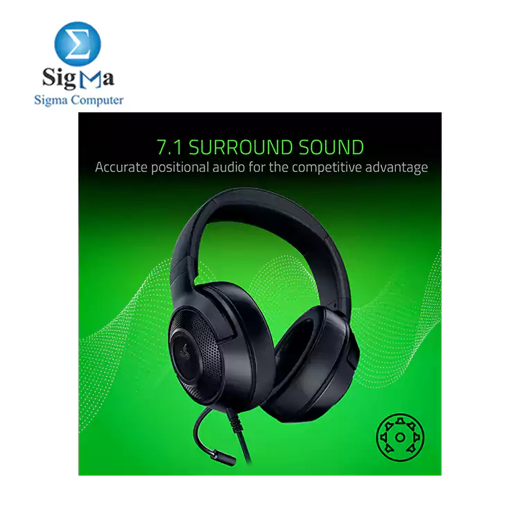 Razer Kraken X Lite – 7.1 Surround Sound, 40mm drivers, noise-canceling mic, ultra-light 230g design, durable frame, multi-device compatibility