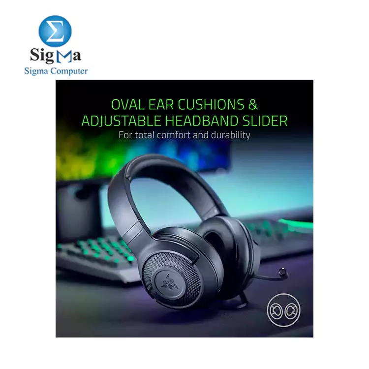 Razer Kraken X Lite – 7.1 Surround Sound, 40mm drivers, noise-canceling mic, ultra-light 230g design, durable frame, multi-device compatibility