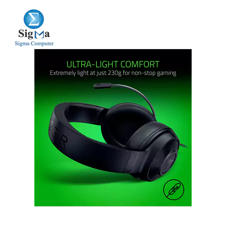 Razer Kraken X Lite – 7.1 Surround Sound, 40mm drivers, noise-canceling mic, ultra-light 230g design, durable frame, multi-device compatibility