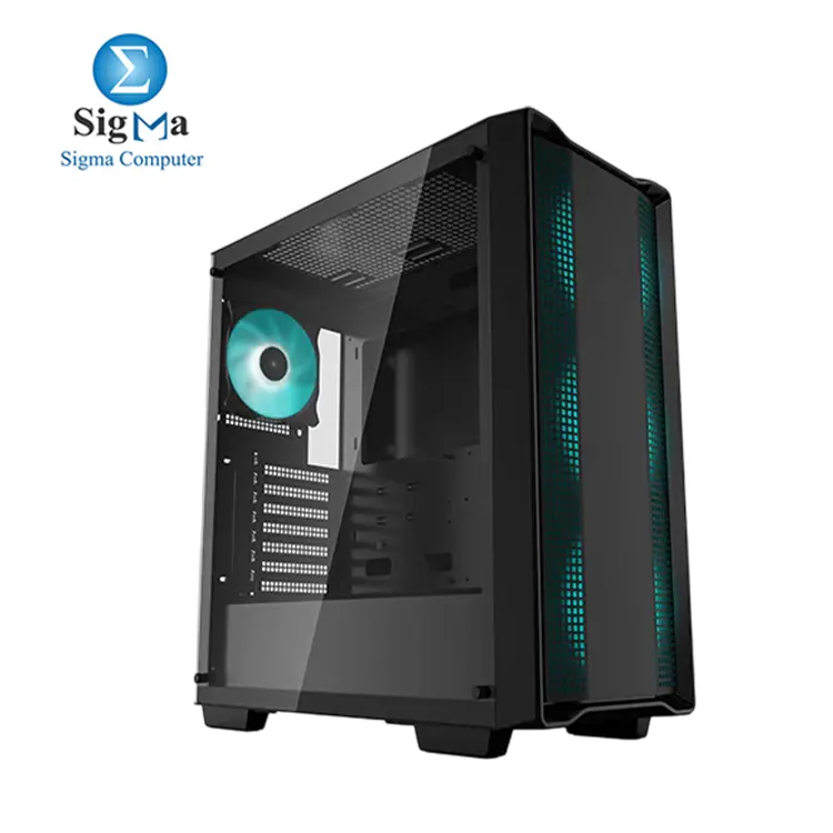 DeepCool CC560 Mid-Tower Case: Supports up to 6 fans and 360mm radiators, fits 370mm GPUs, 163mm CPU coolers, 2× SSDs, 2× HDDs, tempered glass panel, and USB 3.0