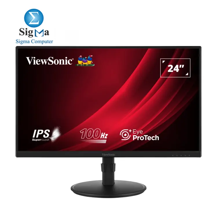 ViewSonic VG2408 – 24” IPS, FHD 1920x1080, 100Hz, 5ms, HDMI, DP, VGA, USB Hub, Height Adjustable, Flicker-Free, Low Blue Light, Built-in Speakers, VESA 100x100mm