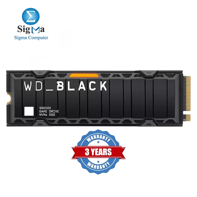 WD_BLACK SN850X NVMe SSD 2TB, PCIe Gen4 x4, 7300MB/s Read, 6600MB/s Write, M.2 2280, Heatsink, 1200 TBW, 3-Year Warranty