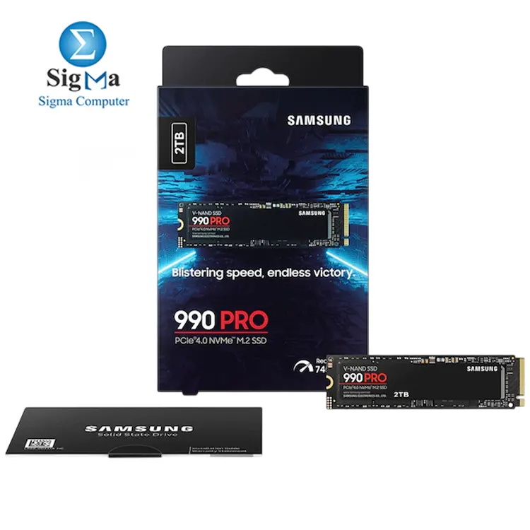 Samsung 990 PRO 2TB PCIe 4.0 NVMe SSD     Up to 7 450 6 900 MB s speeds  1 400K 1 550K IOPS  M.2  2280   V-NAND 3-bit MLC  2GB DDR4 cache  5.5W power  AES 256-bit encryption  3-year warranty