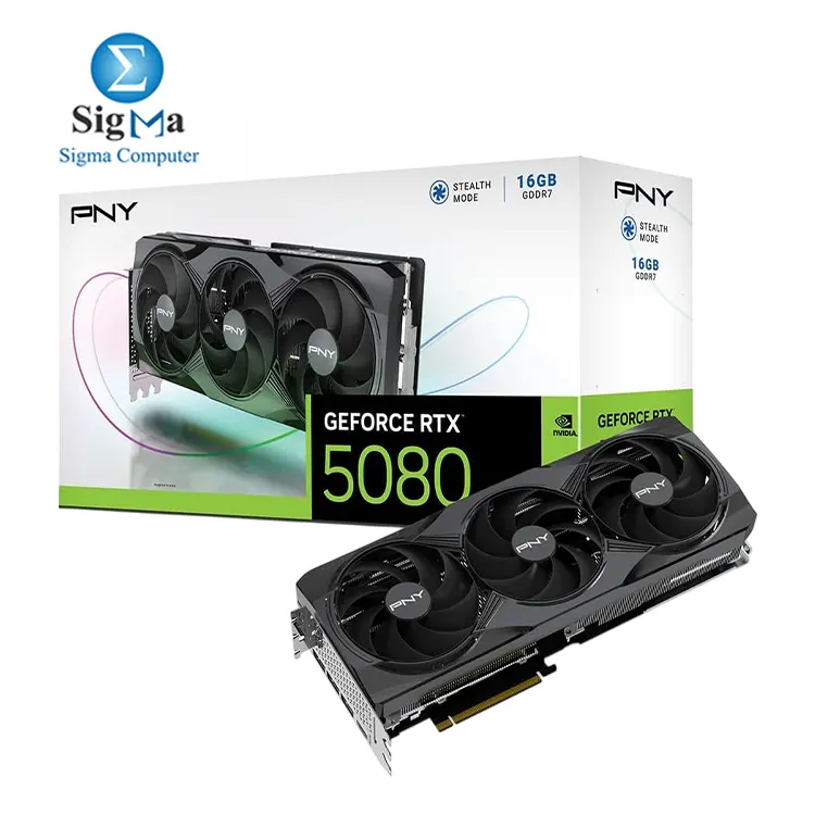 PNY GeForce RTX 5080 16GB GDDR7  NVIDIA Blackwell  DLSS 4  2295MHz base  2730MHz boost  PCIe 5.0  360W