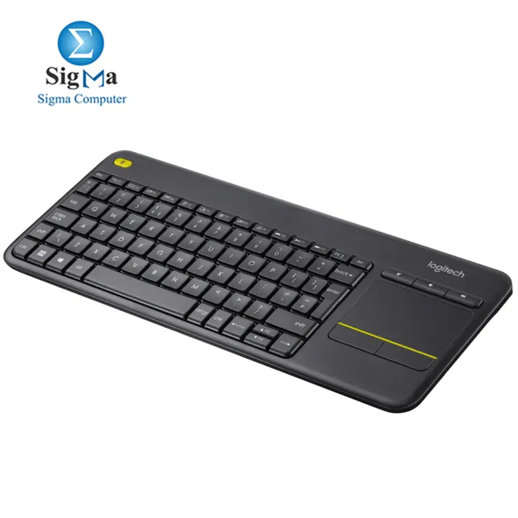 Logitech K400 Plus: Wireless (2.4GHz, 10m range), built-in touchpad, 2xAA batteries (18-month life), media keys, compatible with Windows, Android, and ChromeOS