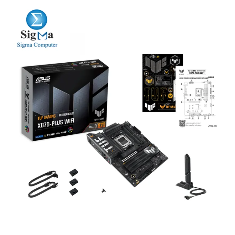 ASUS TUF GAMING X870-PLUS WIFI AMD Socket AM5  4 DDR5 memory slots  up to 192GB   PCIe 5.0 support  Wi-Fi 7  and high-definition 7.1 audio