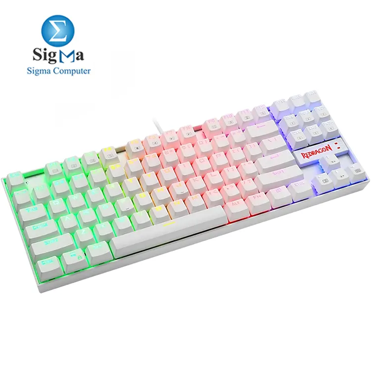 Redragon K552 KUMARA Blue Switches RAINBOW LED Mechanical Gaming Keyboard WHITE