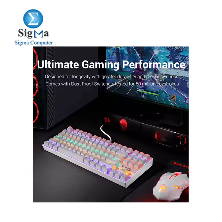 Redragon K552 KUMARA Blue Switches RAINBOW LED Mechanical Gaming Keyboard WHITE