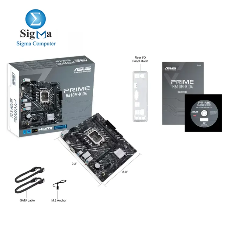 ASUS PRIME H610M-K D4 Intel H610 mATX motherboard with LGA 1700 socket  DDR4 support  PCIe 4.0  M.2 slot  Realtek 1Gb LAN  HDMI D-Sub  USB 3.2 Gen 1  and RGB header