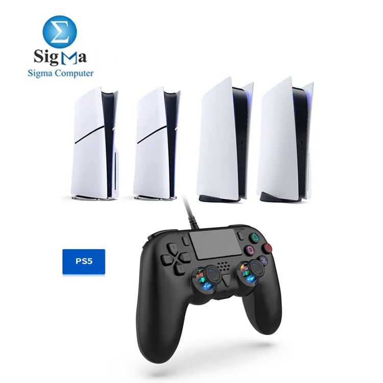  DOBE TP5-35136 wired controller for PS5 and PC with six-axis motion  dual vibration  turbo macro buttons  and a 3.5mm jack