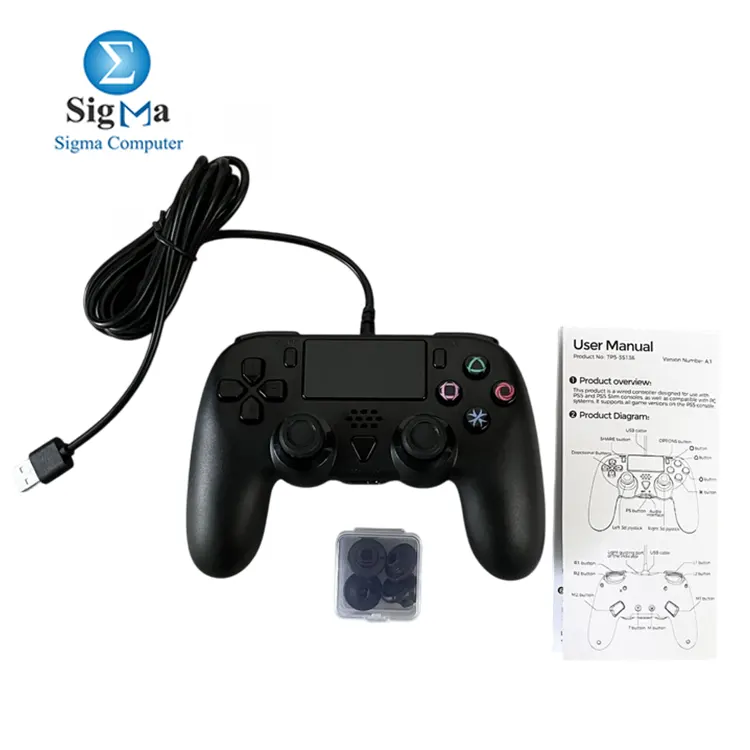  DOBE TP5-35136 wired controller for PS5 and PC with six-axis motion  dual vibration  turbo macro buttons  and a 3.5mm jack