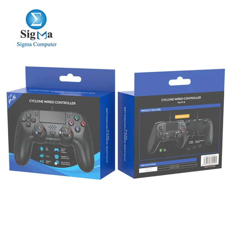  DOBE TP5-35136 wired controller for PS5 and PC with six-axis motion  dual vibration  turbo macro buttons  and a 3.5mm jack