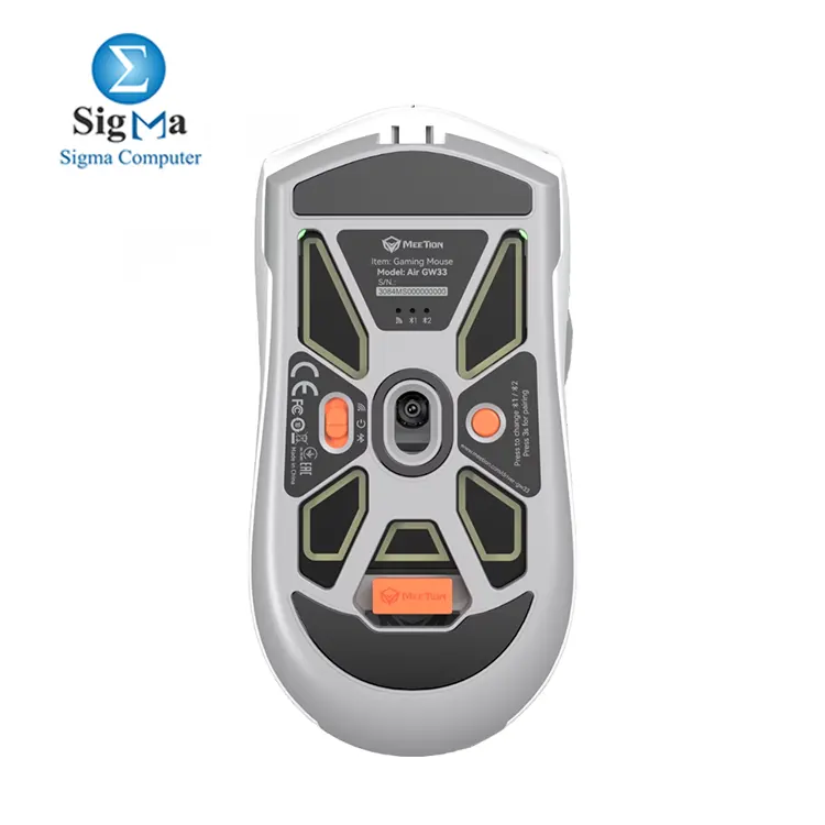 Meetion Air GW33 – Tri-Mode wireless mouse with PMW3325 sensor, 10,000 DPI, 1000Hz polling rate, 64g lightweight design, RGB lighting, and 650mAh battery