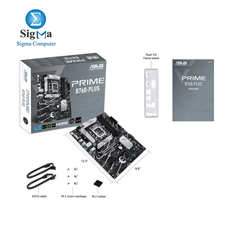 ASUS Prime B760-PLUS – ATX motherboard with LGA1700 socket, DDR5, PCIe 5.0, 3x M.2 PCIe 4.0, 2.5Gb LAN, USB-C, DisplayPort, HDMI, and Aura Sync RGB
