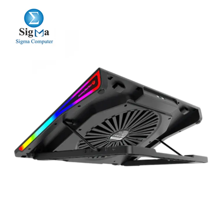 Meetion CP5050     RGB cooling pad with large silent fan  5-level adjustable height  aluminum top  USB powered  supports 9      19    laptops
