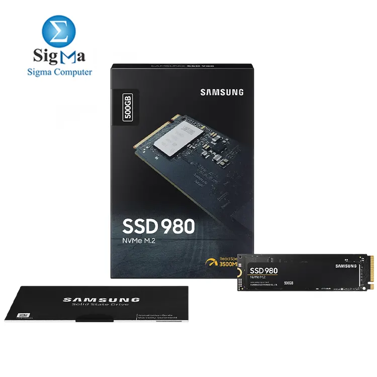 Samsung 980 500GB NVMe M.2 SSD  PCIe Gen 3.0 x4  sequential read up to 3 100 MB s  write up to 2 600 MB s  AES 256-bit encryption - MZ-V8V500BW