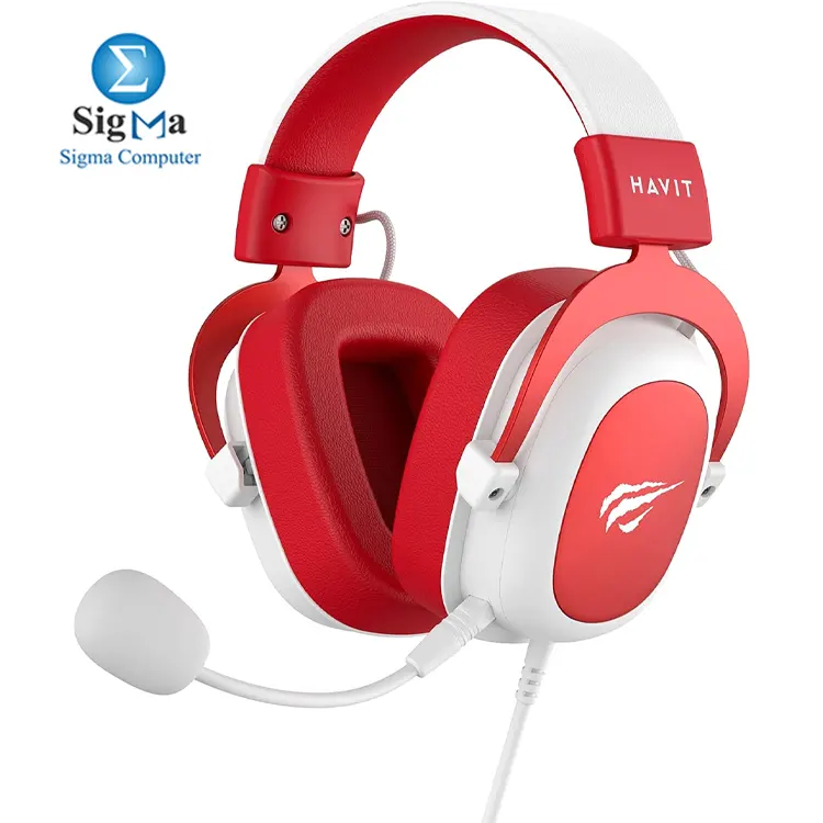 HAVIT HV-H2002d Red And White 53mm drivers 3.5mm jack 64 impedance 110dB sensitivity built-in mic compatible with PC consoles and mobiles HAVIT HV-H2002d Red And White 53mm drivers 3.5mm jack 64 impedance 110dB sensitivity built-in mic compatible with PC consoles and mobiles