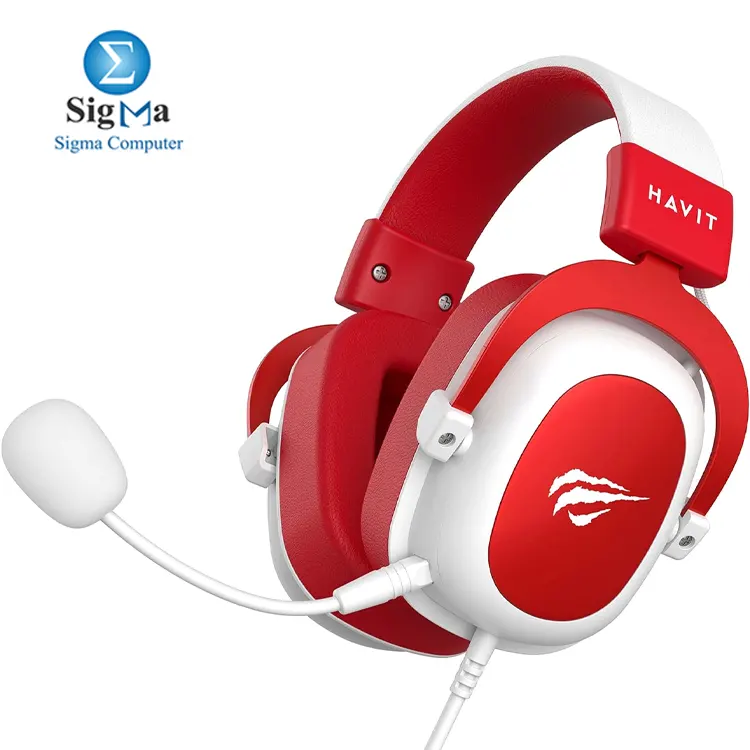 HAVIT HV-H2002d Red And White 53mm drivers 3.5mm jack 64 impedance 110dB sensitivity built-in mic compatible with PC consoles and mobiles
