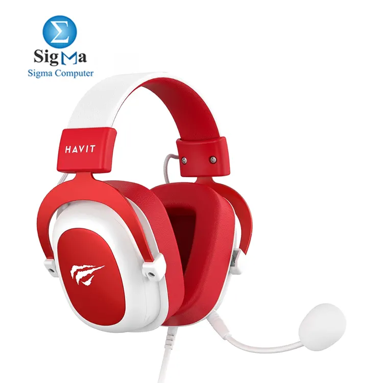 HAVIT HV-H2002d Red And White 53mm drivers 3.5mm jack 64 impedance 110dB sensitivity built-in mic compatible with PC consoles and mobiles