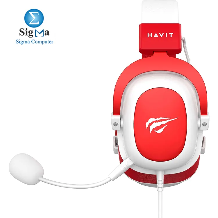 HAVIT HV-H2002d Red And White 53mm drivers 3.5mm jack 64 impedance 110dB sensitivity built-in mic compatible with PC consoles and mobiles