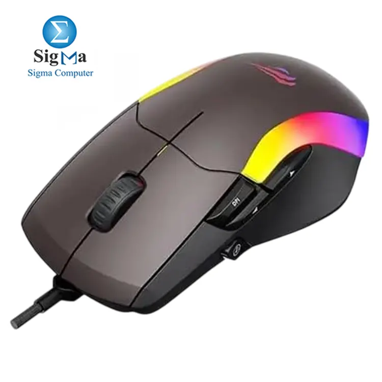 Havit MS959S RGB Wired Gaming Mouse  optical sensor  customizable DPI up to 10000  8 programmable buttons  ergonomic ambidextrous design  RGB lighting