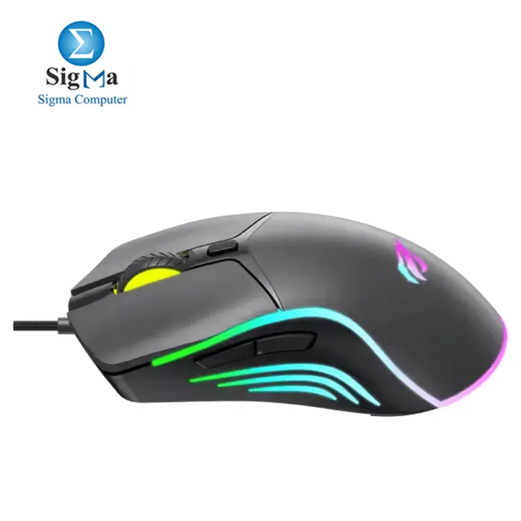 Havit MS1029 RGB Wired Gaming Mouse with 6 programmable keys  800   7200 DPI  RGB lighting  and ergonomic design