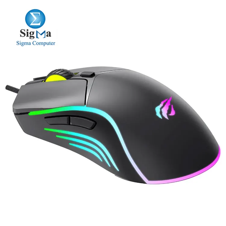 Havit MS1029 RGB Wired Gaming Mouse with 6 programmable keys  800   7200 DPI  RGB lighting  and ergonomic design