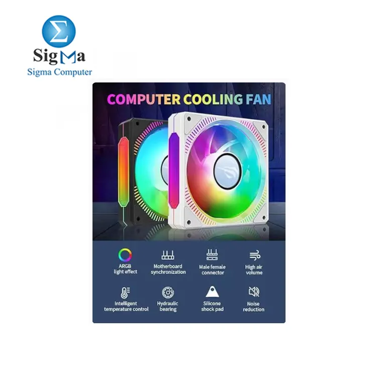 Havit Gamenote F2096 White 120mm RGB fan with 650-1800 RPM 56 CFM airflow 6-30 dBA noise 16 million color lighting and 4-Pin PWM 3-Pin ARGB connection