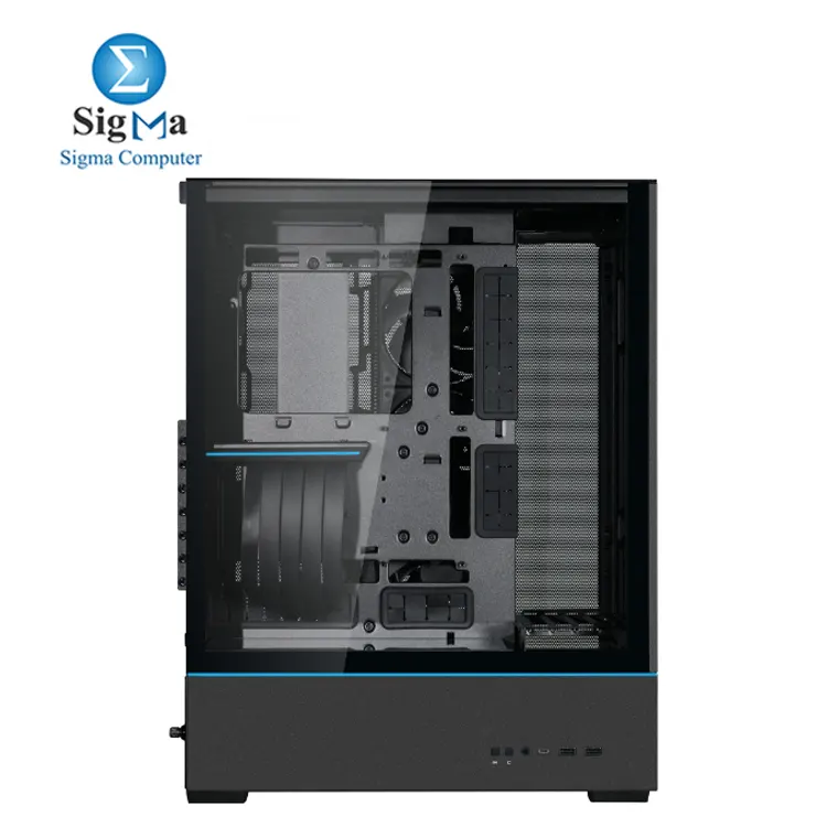 Lian Li SUP01  45L compact stand-up case with front-facing GPU  PCIe 4.0 riser  ARGB lighting  supports ATX motherboards  up to 360mm AIO  and includes 3x120mm fans