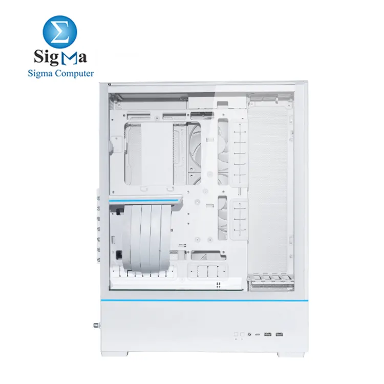 Lian Li SUP01 SUP01W WHITE  Small Tower case with tempered glass  supports ATX M-ATX ITX  GPU up to 400mm  includes 3x120mm fans  PCIe 4.0 riser cable  and USB 3.1 Type-C