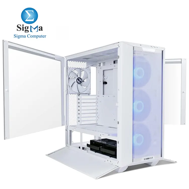 Lian Li LANCOOL 3R-W WHITE  Mid-tower case with tempered glass  supports E-ATX motherboards  4x140mm PWM fans  up to 420mm radiators  12 storage bays  USB 3.0   USB-C ports.