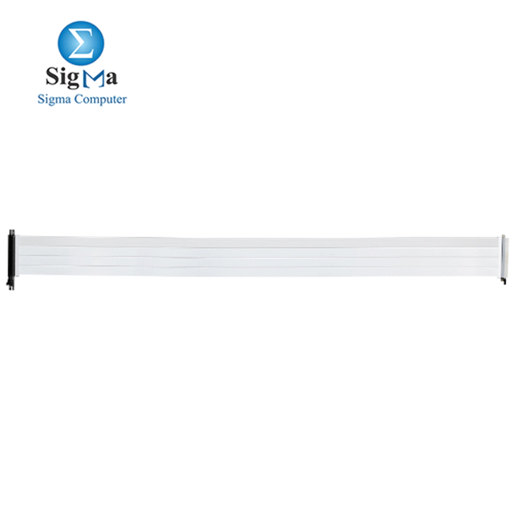 LIAN LI PW-PCIV-4-90 WHITE : 900mm PCIe 4.0 x16 riser cable with 16GT/s transfer rate and double PCIe 3.0 bandwidth.
